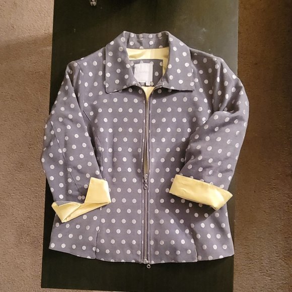 Grey with Yellow Accents & Polka Dots Dress Jacket - Picture 1 of 1